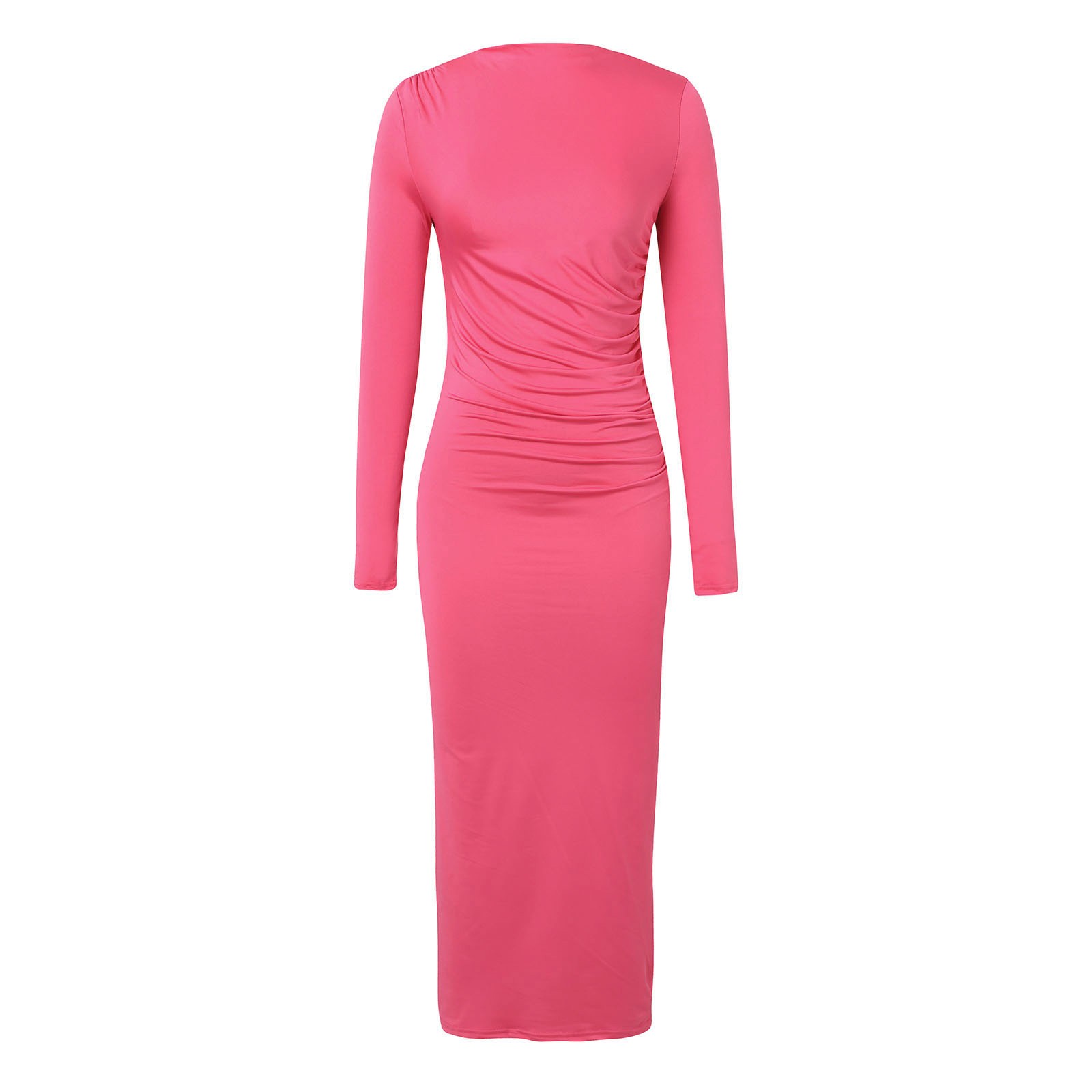 thumbnail image 4 of 2025 Vestido largo ajustado de color liso para mujer: poliéster, cintura imperio, temperamento elegante, lavable a máquina, tallas S-L, contorno de pecho 76-100 cm, 4 of 8